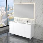 ABS RIVA FS1500M-GW LESS FREESTANDING VANITY 1500MM SINGLE/DOUBLE BOWL GLOSS WHITE - Urban Designs Bathroom and Kitchen