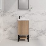ABS RIVA FS4625-AO VIENNA FLUTED MINI FREESTANDING VANITY 450MM AMERICAN OAK - Urban Designs Bathroom and Kitchen