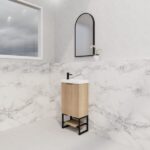 ABS RIVA FS4625-AO VIENNA FLUTED MINI FREESTANDING VANITY 450MM AMERICAN OAK - Urban Designs Bathroom and Kitchen
