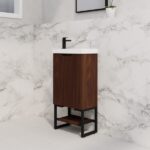 ABS RIVA FS4625-BR VIENNA FLUTED MINI FREESTANDING VANITY 450MM BROWN OAK - Urban Designs Bathroom and Kitchen