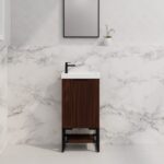 ABS RIVA FS4625-BR VIENNA FLUTED MINI FREESTANDING VANITY 450MM BROWN OAK - Urban Designs Bathroom and Kitchen