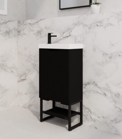 ABS RIVA FS4625-MB VIENNA FLUTED MINI FREESTANDING VANITY 450MM MATTE BLACK - Urban Designs Bathroom and Kitchen