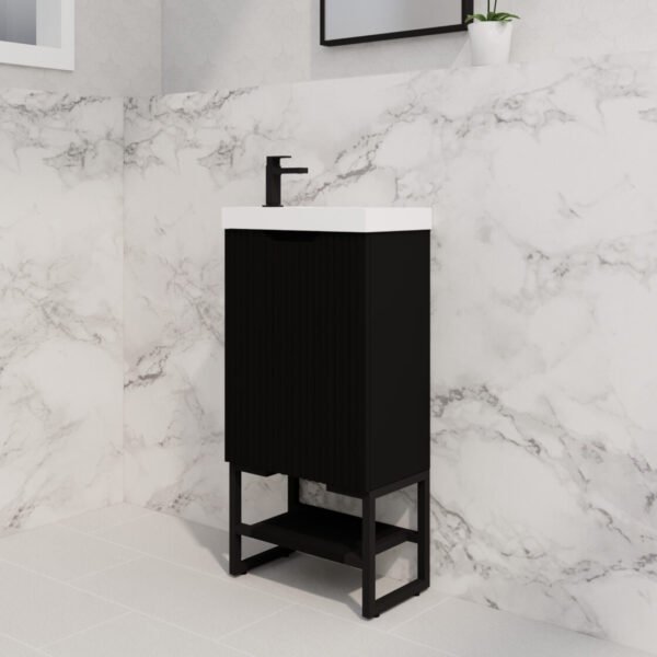 ABS RIVA FS4625-MB VIENNA FLUTED MINI FREESTANDING VANITY 450MM MATTE BLACK - Urban Designs Bathroom and Kitchen