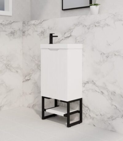 ABS RIVA FS4625-MW VIENNA FLUTED MINI FREESTANDING VANITY 450MM MATTE WHITE - Urban Designs Bathroom and Kitchen