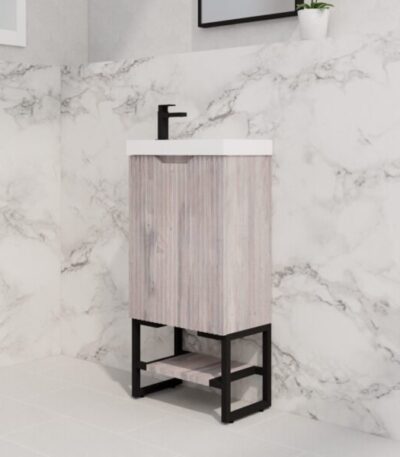 ABS RIVA FS4625-WO VIENNA FLUTED MINI FREESTANDING VANITY 450MM WHITE OAK - Urban Designs Bathroom and Kitchen