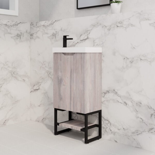 ABS RIVA FS4625-WO VIENNA FLUTED MINI FREESTANDING VANITY 450MM WHITE OAK - Urban Designs Bathroom and Kitchen