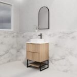 ABS RIVA FS600-AO BALI FLUTED FREESTANDING VANITY 600MM AMERICAN OAK - Urban Designs Bathroom and Kitchen