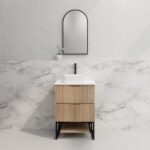 ABS RIVA FS600-AO BALI FLUTED FREESTANDING VANITY 600MM AMERICAN OAK - Urban Designs Bathroom and Kitchen