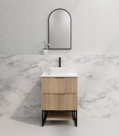 ABS RIVA FS600-AO BALI FLUTED FREESTANDING VANITY 600MM AMERICAN OAK - Urban Designs Bathroom and Kitchen