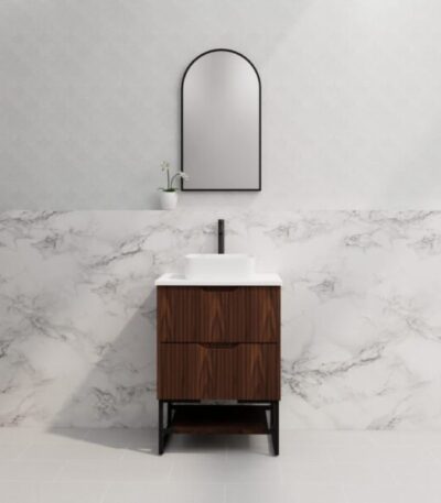 ABS RIVA FS600-BR BALI FLUTED FREESTANDING VANITY 600MM BROWN OAK - Urban Designs Bathroom and Kitchen
