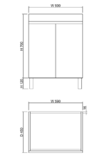 ABS RIVA FS600-GW LESS FREESTANDING VANITY 600MM GLOSS WHITE - Urban Designs Bathroom and Kitchen