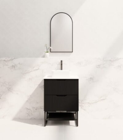 ABS RIVA FS600-MB BALI FLUTED FREESTANDING VANITY 600MM MATTE BLACK - Urban Designs Bathroom and Kitchen