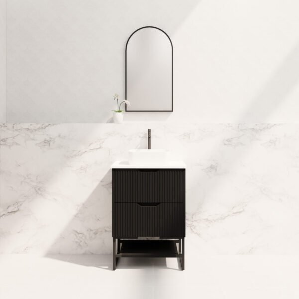 ABS RIVA FS600-MB BALI FLUTED FREESTANDING VANITY 600MM MATTE BLACK - Urban Designs Bathroom and Kitchen