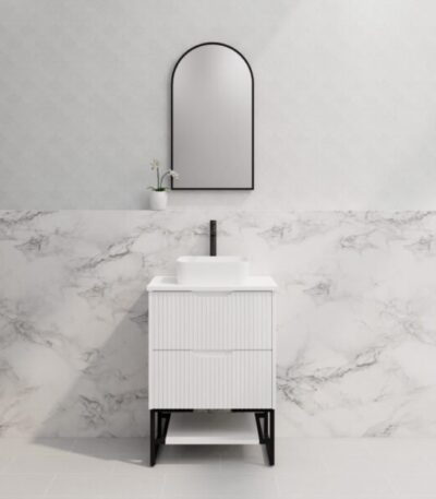 ABS RIVA FS600-MW BALI FLUTED FREESTANDING VANITY 600MM MATTE WHITE - Urban Designs Bathroom and Kitchen