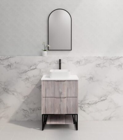 ABS RIVA FS600-WO BALI FLUTED FREESTANDING VANITY 600MM WHITE OAK - Urban Designs Bathroom and Kitchen