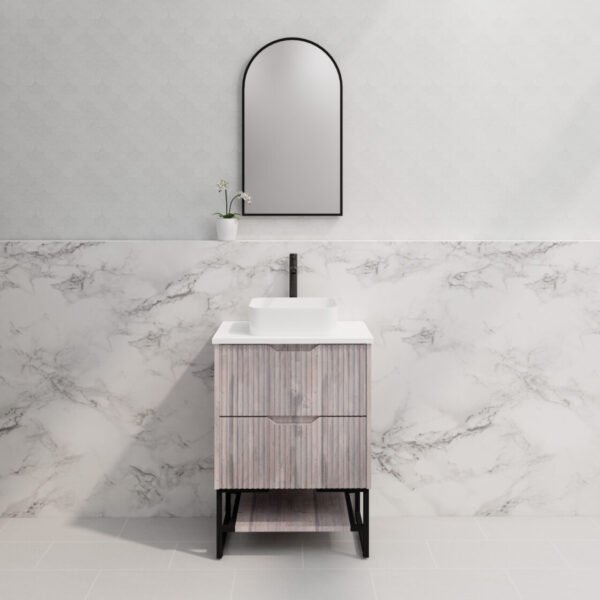 ABS RIVA FS600-WO BALI FLUTED FREESTANDING VANITY 600MM WHITE OAK - Urban Designs Bathroom and Kitchen