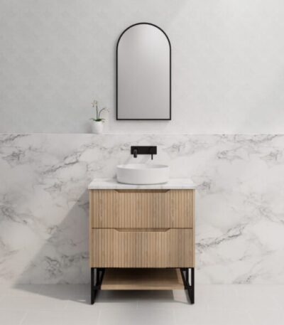 ABS RIVA FS750-AO BALI FLUTED FREESTANDING VANITY 750MM AMERICAN OAK - Urban Designs Bathroom and Kitchen
