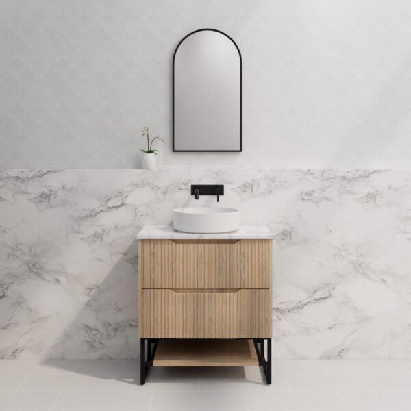ABS RIVA FS750-AO BALI FLUTED FREESTANDING VANITY 750MM AMERICAN OAK - Urban Designs Bathroom and Kitchen