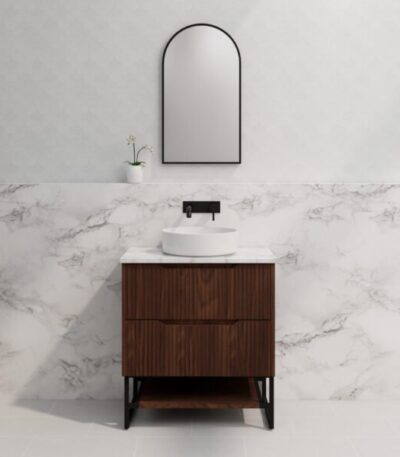 ABS RIVA FS750-BR BALI FLUTED FREESTANDING VANITY 750MM BROWN OAK - Urban Designs Bathroom and Kitchen