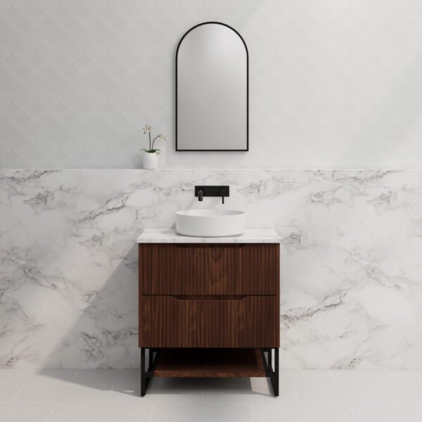 ABS RIVA FS750-BR BALI FLUTED FREESTANDING VANITY 750MM BROWN OAK - Urban Designs Bathroom and Kitchen