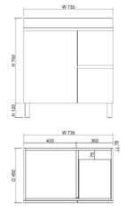 ABS RIVA FS750-GW LESS FREESTANDING VANITY 750MM LEFT/RIGHT HAND DRAWERS GLOSS WHITE - Urban Designs Bathroom and Kitchen