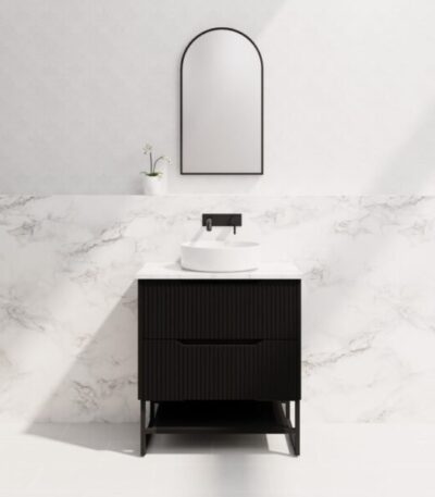 ABS RIVA FS750-MB BALI FLUTED FREESTANDING VANITY 750MM MATTE BLACK - Urban Designs Bathroom and Kitchen