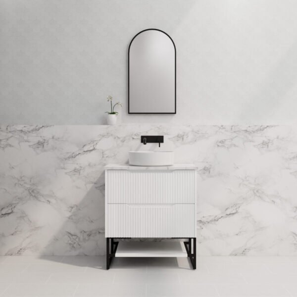 ABS RIVA FS750-MW BALI FLUTED FREESTANDING VANITY 750MM MATTE WHITE - Urban Designs Bathroom and Kitchen