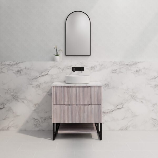 ABS RIVA FS750-WO BALI FLUTED FREESTANDING VANITY 750MM WHITE OAK - Urban Designs Bathroom and Kitchen