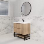 ABS RIVA FS900-AO BALI FLUTED FREESTANDING VANITY 900MM AMERICAN OAK - Urban Designs Bathroom and Kitchen
