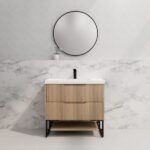 ABS RIVA FS900-AO BALI FLUTED FREESTANDING VANITY 900MM AMERICAN OAK - Urban Designs Bathroom and Kitchen