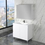 ABS RIVA FS900-GW LESS FREESTANDING VANITY 900MM LEFT/RIGHT HAND DRAWERS GLOSS WHITE - Urban Designs Bathroom and Kitchen