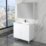 ABS RIVA FS900-GW LESS FREESTANDING VANITY 900MM LEFT/RIGHT HAND DRAWERS GLOSS WHITE - Urban Designs Bathroom and Kitchen