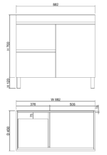 ABS RIVA FS900-GW LESS FREESTANDING VANITY 900MM LEFT/RIGHT HAND DRAWERS GLOSS WHITE - Urban Designs Bathroom and Kitchen
