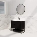 ABS RIVA FS900-MB BALI FLUTED FREESTANDING VANITY 900MM MATTE BLACK - Urban Designs Bathroom and Kitchen