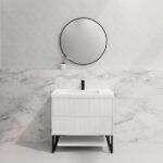 ABS RIVA FS900-MW BALI FLUTED FREESTANDING VANITY 900MM MATTE WHITE - Urban Designs Bathroom and Kitchen