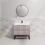 ABS RIVA FS900-WO BALI FLUTED FREESTANDING VANITY 900MM WHITE OAK - Urban Designs Bathroom and Kitchen