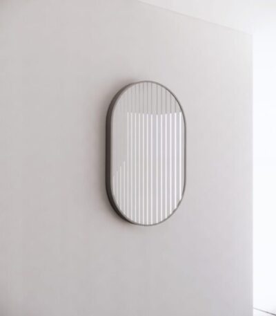 ABS RIVA ME-01-BN WALL MOUNTED FRAMED OVAL MIRROR BRUSHED NICKEL - Urban Designs Bathroom and Kitchen