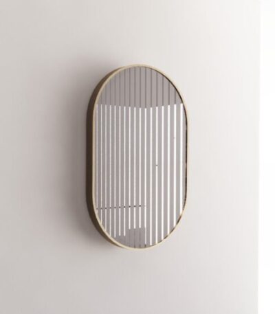 ABS RIVA ME-01-GF WALL MOUNTED FRAMED OVAL MIRROR BRUSHED GOLD - Urban Designs Bathroom and Kitchen