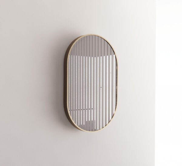 ABS RIVA ME-01-GF WALL MOUNTED FRAMED OVAL MIRROR BRUSHED GOLD - Urban Designs Bathroom and Kitchen