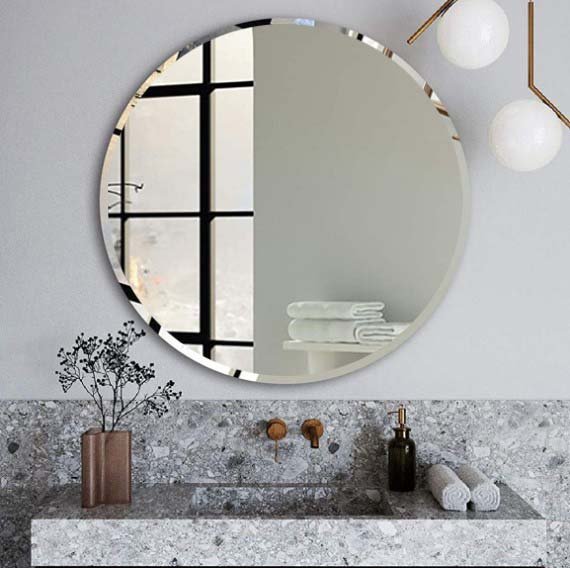 ABS RIVA ME-BR-NH WALL MOUNTED BEVEL EDGE MIRROR ROUND - Urban Designs Bathroom and Kitchen