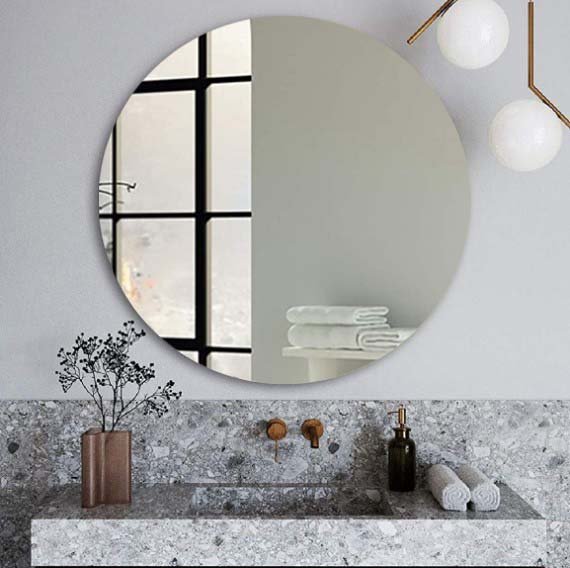 ABS RIVA ME-PR-NH WALL MOUNTED PENCIL EDGE MIRROR ROUND - Urban Designs Bathroom and Kitchen
