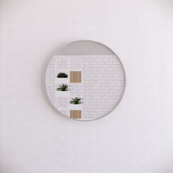 ABS RIVA MER-BN WALL MOUNTED FRAMED ROUND MIRROR BRUSHED NICKEL - Urban Designs Bathroom and Kitchen
