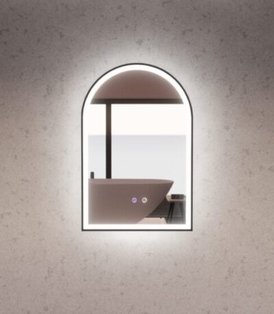 ABS RIVA MLED-AR2-BF WALL MOUNTED FRAMED LED ARCH MIRROR MATTE BLACK - Urban Designs Bathroom and Kitchen