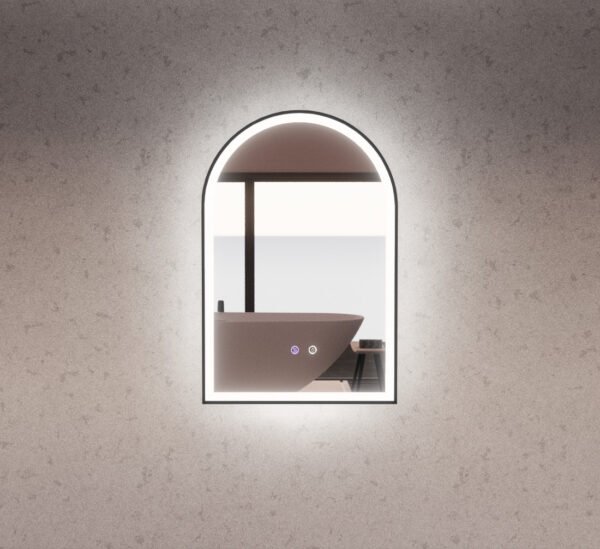 ABS RIVA MLED-AR2-BF WALL MOUNTED FRAMED LED ARCH MIRROR MATTE BLACK - Urban Designs Bathroom and Kitchen