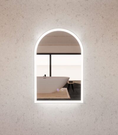 ABS RIVA MLED-AR2-BN WALL MOUNTED FRAMED LED ARCH MIRROR BRUSHED NICKEL - Urban Designs Bathroom and Kitchen
