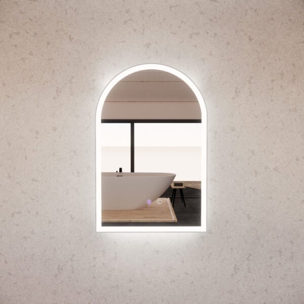 ABS RIVA MLED-AR2-BN WALL MOUNTED FRAMED LED ARCH MIRROR BRUSHED NICKEL - Urban Designs Bathroom and Kitchen