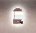ABS RIVA MLED-AR2-GF WALL MOUNTED FRAMED LED ARCH MIRROR BRUSHED GOLD - Urban Designs Bathroom and Kitchen