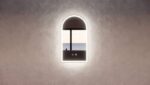 ABS RIVA MLED-AR2-GF WALL MOUNTED FRAMED LED ARCH MIRROR BRUSHED GOLD - Urban Designs Bathroom and Kitchen