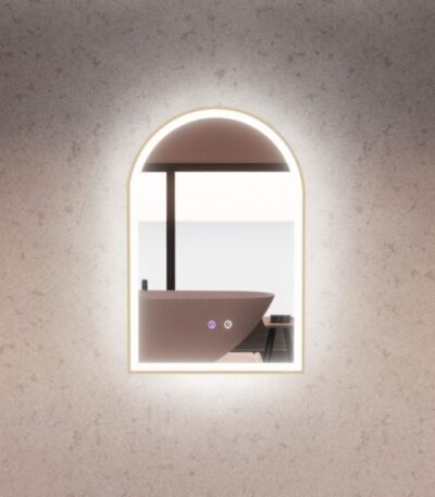 ABS RIVA MLED-AR2-GF WALL MOUNTED FRAMED LED ARCH MIRROR BRUSHED GOLD - Urban Designs Bathroom and Kitchen