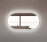 ABS RIVA MLED-O1-BF WALL MOUNTED FRAMED LED OVAL MIRROR MATTE BLACK - Urban Designs Bathroom and Kitchen